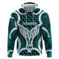 Aotearoa Atua Tangaroa Personalised Hoodie God Of The Sea Maori Whale Tail Cyan