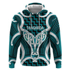 Aotearoa Atua Tangaroa Personalised Hoodie God Of The Sea Maori Whale Tail Cyan
