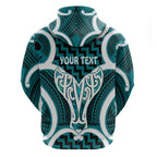 Aotearoa Atua Tangaroa Personalised Hoodie God Of The Sea Maori Whale Tail Cyan