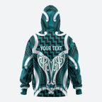 Aotearoa Atua Tangaroa Personalised Hoodie God Of The Sea Maori Whale Tail Cyan