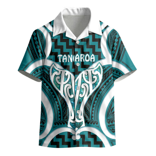 Aotearoa Atua Tangaroa Personalised Kid Hawaiian Shirt God Of The Sea Maori Whale Tail Cyan