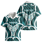 Aotearoa Atua Tangaroa Personalised Kid Hawaiian Shirt God Of The Sea Maori Whale Tail Cyan
