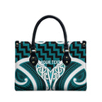 Aotearoa Atua Tangaroa Personalised Leather Bag God Of The Sea Maori Whale Tail Cyan