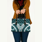 Aotearoa Atua Tangaroa Personalised Leather Bag God Of The Sea Maori Whale Tail Cyan