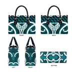 Aotearoa Atua Tangaroa Personalised Leather Bag God Of The Sea Maori Whale Tail Cyan