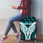 Aotearoa Atua Tangaroa Personalised Luggage Cover God Of The Sea Maori Whale Tail Cyan