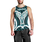 Aotearoa Atua Tangaroa Personalised Men Tank Top God Of The Sea Maori Whale Tail Cyan