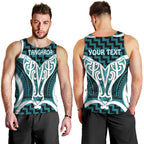 Aotearoa Atua Tangaroa Personalised Men Tank Top God Of The Sea Maori Whale Tail Cyan