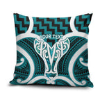 Aotearoa Atua Tangaroa Personalised Pillow Cover God Of The Sea Maori Whale Tail Cyan