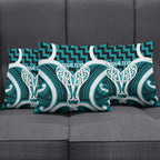 Aotearoa Atua Tangaroa Personalised Pillow Cover God Of The Sea Maori Whale Tail Cyan