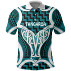 Aotearoa Atua Tangaroa Personalised Polo Shirt God Of The Sea Maori Whale Tail Cyan