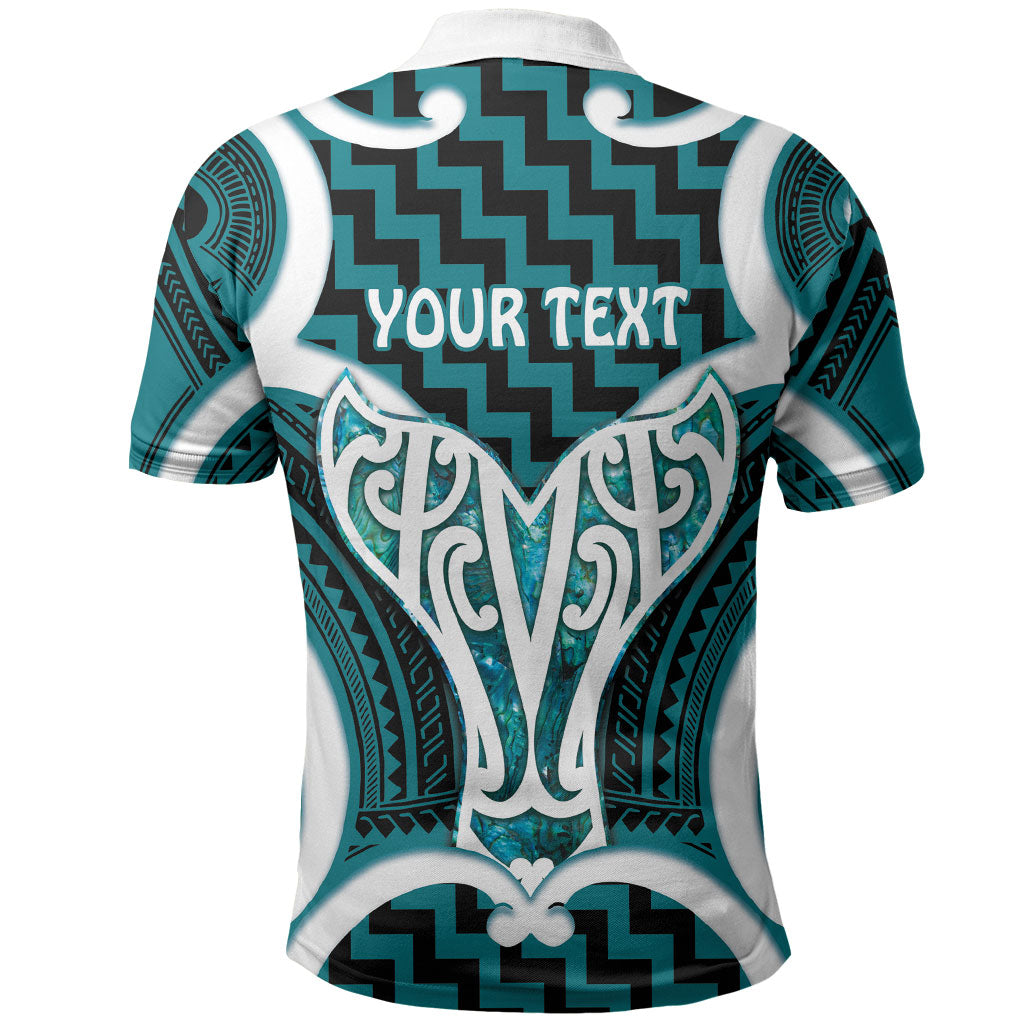 Aotearoa Atua Tangaroa Personalised Polo Shirt God Of The Sea Maori Whale Tail Cyan