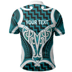 Aotearoa Atua Tangaroa Personalised Polo Shirt God Of The Sea Maori Whale Tail Cyan