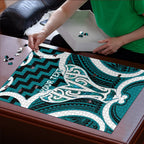 Aotearoa Atua Tangaroa Personalised Puzzle God Of The Sea Maori Whale Tail Cyan
