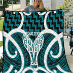 Aotearoa Atua Tangaroa Personalised Quilt God Of The Sea Maori Whale Tail Cyan