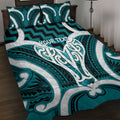 Aotearoa Atua Tangaroa Personalised Quilt Bed Set God Of The Sea Maori Whale Tail Cyan