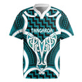 Aotearoa Atua Tangaroa Personalised Rugby Jersey God Of The Sea Maori Whale Tail Cyan