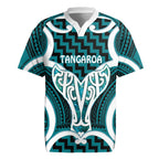 Aotearoa Atua Tangaroa Personalised Rugby Jersey God Of The Sea Maori Whale Tail Cyan
