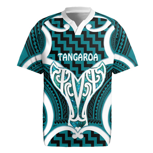 Aotearoa Atua Tangaroa Personalised Rugby Jersey God Of The Sea Maori Whale Tail Cyan