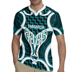 Aotearoa Atua Tangaroa Personalised Rugby Jersey God Of The Sea Maori Whale Tail Cyan
