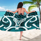 Aotearoa Atua Tangaroa Personalised Sarong God Of The Sea Maori Whale Tail Cyan
