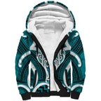 Aotearoa Atua Tangaroa Personalised Sherpa Hoodie God Of The Sea Maori Whale Tail Cyan