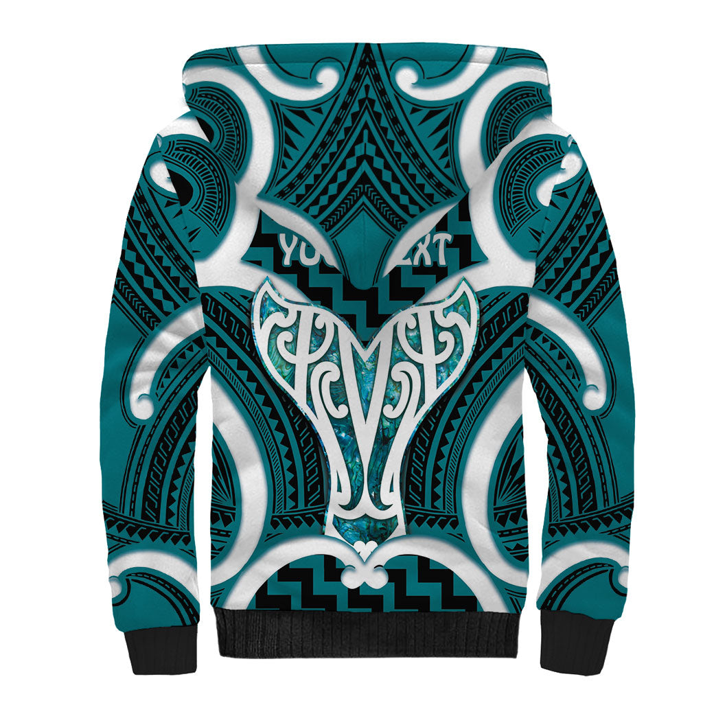 Aotearoa Atua Tangaroa Personalised Sherpa Hoodie God Of The Sea Maori Whale Tail Cyan