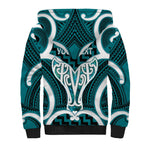 Aotearoa Atua Tangaroa Personalised Sherpa Hoodie God Of The Sea Maori Whale Tail Cyan