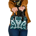 Aotearoa Atua Tangaroa Personalised Shoulder Handbag God Of The Sea Maori Whale Tail Cyan