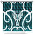 Aotearoa Atua Tangaroa Personalised Shower Curtain God Of The Sea Maori Whale Tail Cyan