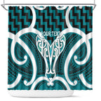 Aotearoa Atua Tangaroa Personalised Shower Curtain God Of The Sea Maori Whale Tail Cyan