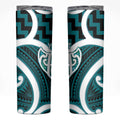Aotearoa Atua Tangaroa Personalised Skinny Tumbler God Of The Sea Maori Whale Tail Cyan