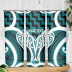 Aotearoa Atua Tangaroa Personalised Skinny Tumbler God Of The Sea Maori Whale Tail Cyan