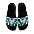 Aotearoa Atua Tangaroa Personalised Slide Sandals God Of The Sea Maori Whale Tail Cyan