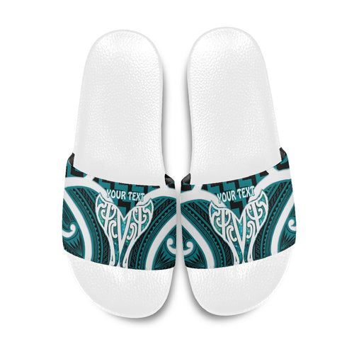 Aotearoa Atua Tangaroa Personalised Slide Sandals God Of The Sea Maori Whale Tail Cyan