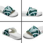 Aotearoa Atua Tangaroa Personalised Slide Sandals God Of The Sea Maori Whale Tail Cyan