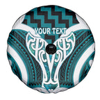 Aotearoa Atua Tangaroa Personalised Spare Tire Cover God Of The Sea Maori Whale Tail Cyan