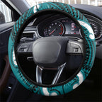 Aotearoa Atua Tangaroa Steering Wheel Cover God Of The Sea Maori Whale Tail Cyan