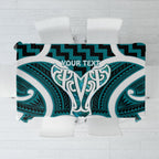Aotearoa Atua Tangaroa Personalised Tablecloth God Of The Sea Maori Whale Tail Cyan