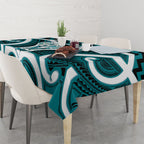 Aotearoa Atua Tangaroa Personalised Tablecloth God Of The Sea Maori Whale Tail Cyan