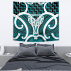 Aotearoa Atua Tangaroa Personalised Tapestry God Of The Sea Maori Whale Tail Cyan