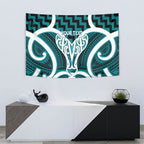 Aotearoa Atua Tangaroa Personalised Tapestry God Of The Sea Maori Whale Tail Cyan