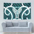 Aotearoa Atua Tangaroa Personalised Tapestry God Of The Sea Maori Whale Tail Cyan