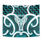 Aotearoa Atua Tangaroa Personalised Tapestry God Of The Sea Maori Whale Tail Cyan