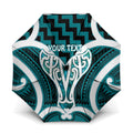 Aotearoa Atua Tangaroa Personalised Umbrella God Of The Sea Maori Whale Tail Cyan