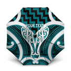 Aotearoa Atua Tangaroa Personalised Umbrella God Of The Sea Maori Whale Tail Cyan