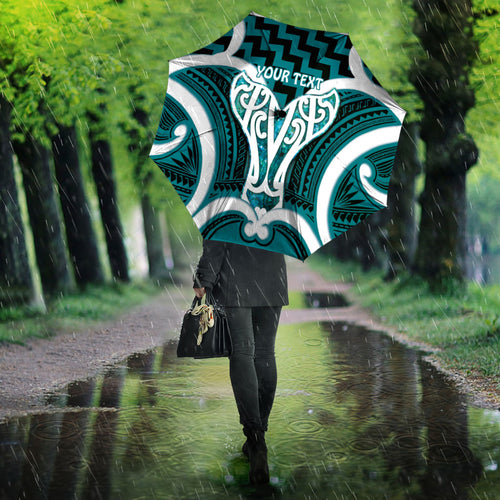 Aotearoa Atua Tangaroa Personalised Umbrella God Of The Sea Maori Whale Tail Cyan