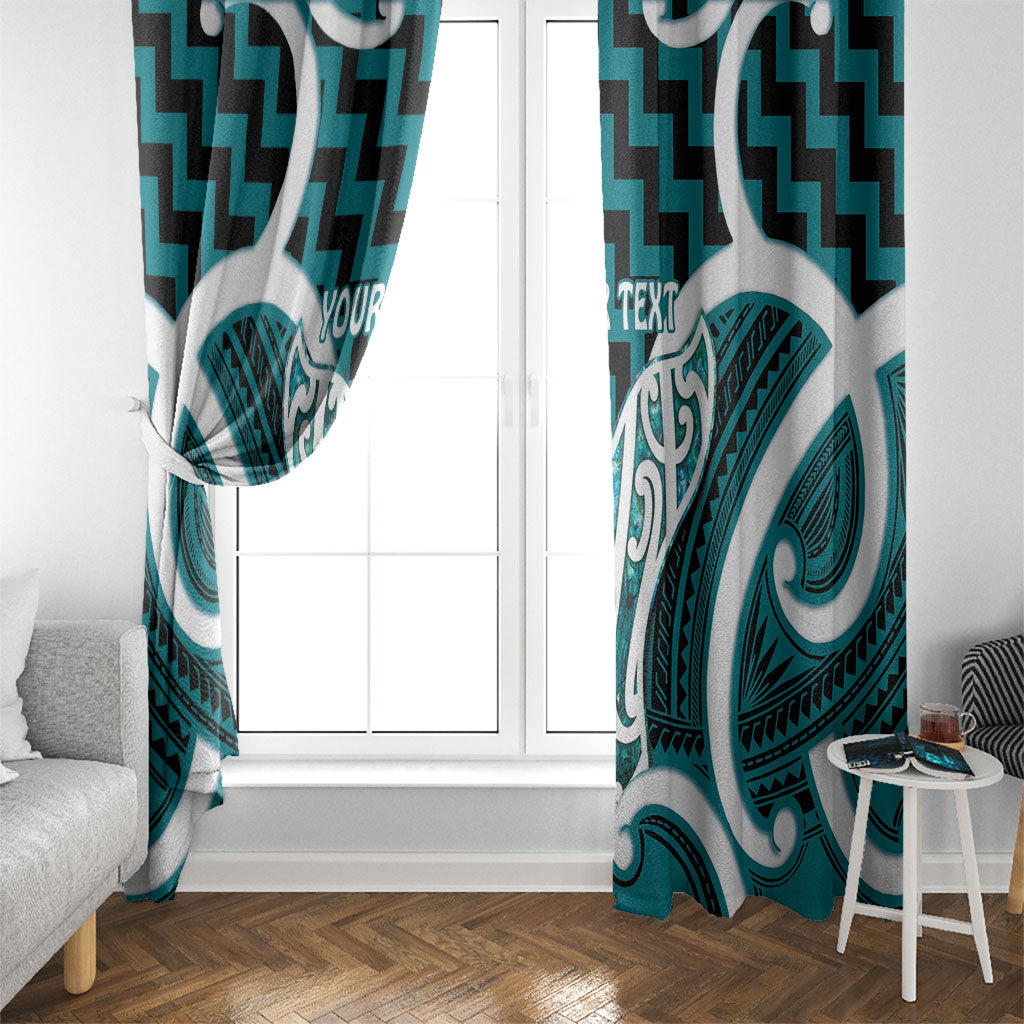 Aotearoa Atua Tangaroa Personalised Window Curtain God Of The Sea Maori Whale Tail Cyan