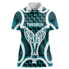 Aotearoa Atua Tangaroa Personalised Women Polo Shirt God Of The Sea Maori Whale Tail Cyan