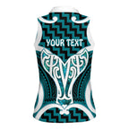 Aotearoa Atua Tangaroa Personalised Women Sleeveless Polo Shirt God Of The Sea Maori Whale Tail Cyan